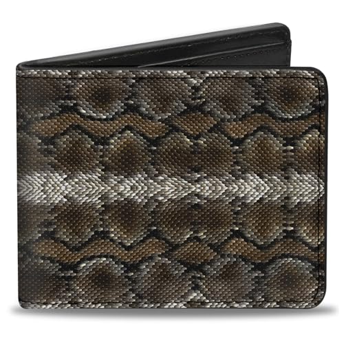 Buckle-Down Men's Wallet, Bifold, Snake Skin, Vegan Leather, 4.0