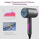 Slopehill Professional Ionic Hair Dryer, Powerful 1800W Fast Drying Low Noise Blow Dryer with 2 Concentrator Nozzle 1 Diffuser Attachments for Home Salon Travel - Image 4