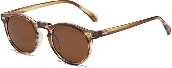 LJCZKA Retro Round Polarized Sunglasses Mens Womens UV400 Protection