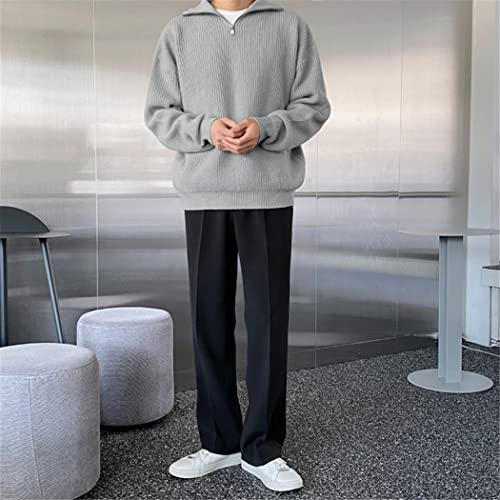 Pull à revers épais homme tricot décontracté fermeture éclair
