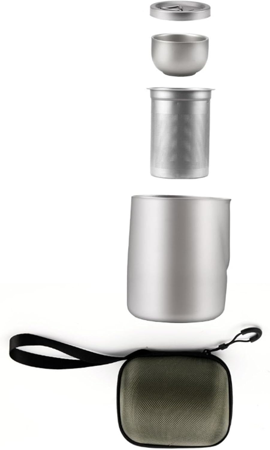 Titanium Tea Set with Cups Portable Gift with Carry Bag Travel Teapot Kung Fu Tea Pot for Office Travel Picnic Backpacking