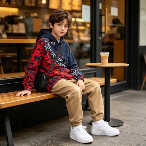 Image of Belovecol Boys Hoodies 3D Printed Hooded Sweatshirts with Pocket for 6-16Y