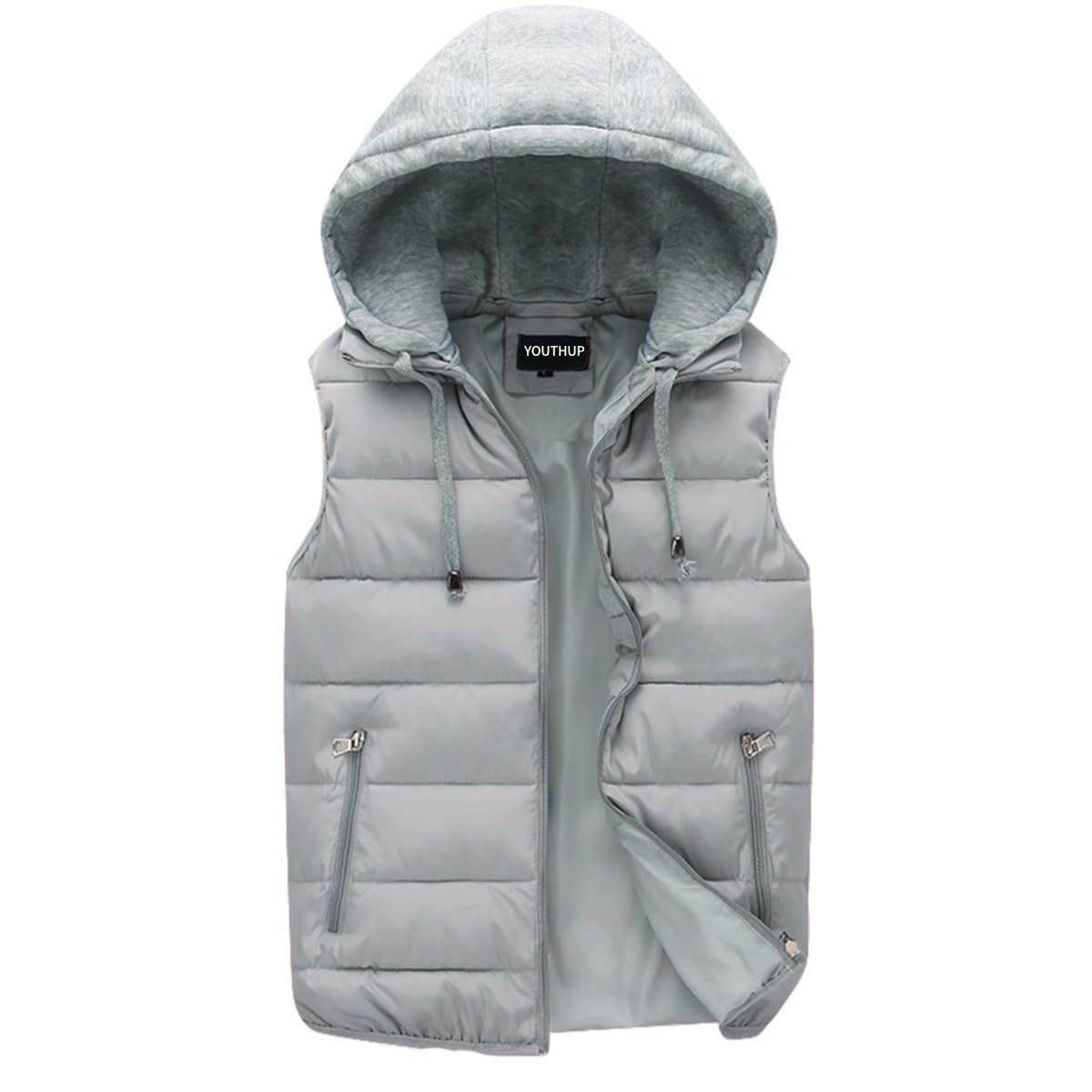 YOUTHUP Gilet da Uomo Trapuntato Scaldamuscoli Giacca Leggera Senza Maniche con Cappuccio Gilet da Esterno