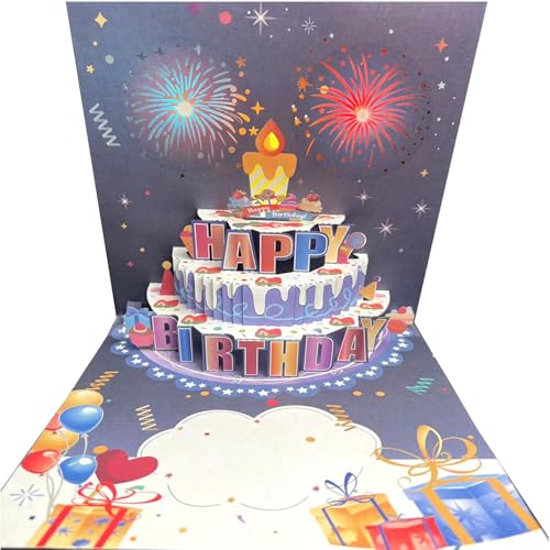 誕生日グリーティングカード 音楽と光 光と音 Happy Birthdayカード 女性用 男性 子供 誕生日 結婚式 バースデーカード 子供用
