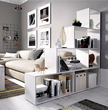 LIQUIDATODO - Modern en voordelig traprek met 4 vakken, 145 cm, wit glanzend 145 cm (H) x 145 cm (L) x 29 cm (D) - Image 3