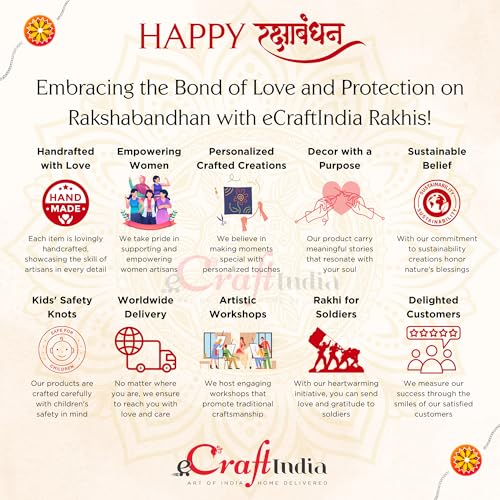 Image of eCraftIndia Set of 7 Rakhi Combo Hamper | Multicolor Om Ganesha Swastik Rudraksha Pearls Religious Designer Rakhis | Roli Chawal Pack