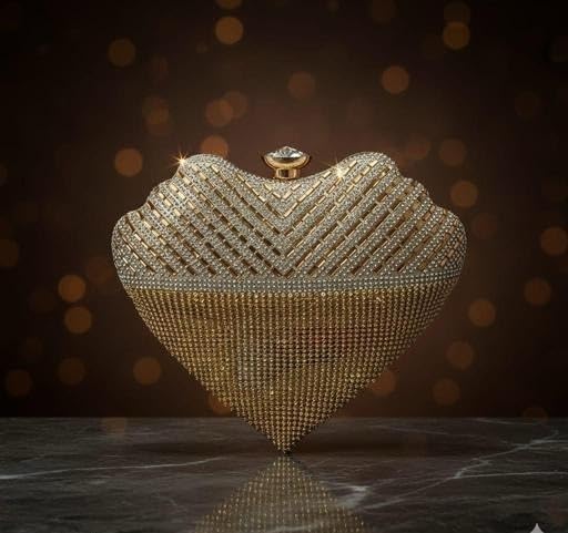 Bridal Gold Clutch Bag for Women | Designer Handbag with Pearl Tassels | Wedding Party Purse Pack of 1 Golden-image-46
