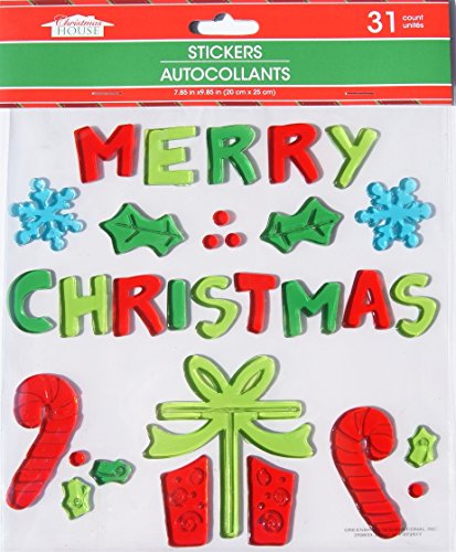 Christmas House Christmas Winter Gel Window Clings - Merry Christmas - 31 Piece