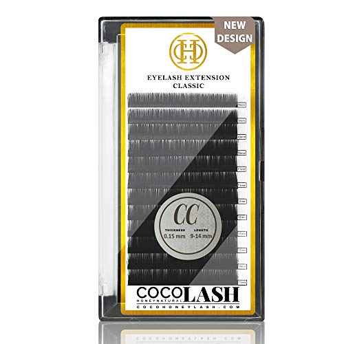 COCO Honey Lash Eyelash Extensions, Classic CC Curl [0.15mm], Faux Mink Individual Lash Extensions (Length: Mix (9-14mm))