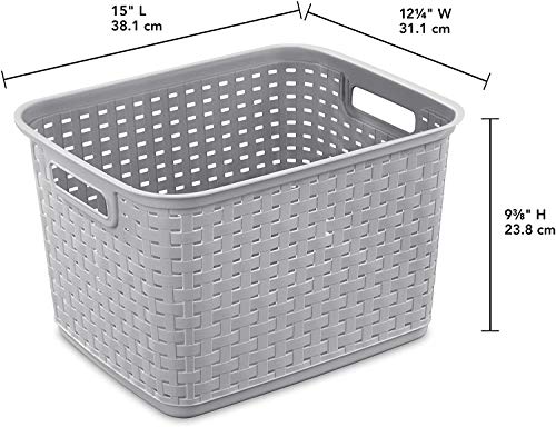 Sterilite 12736A06 Tall Weave Basket, Cement, 6-Pack #TOP1