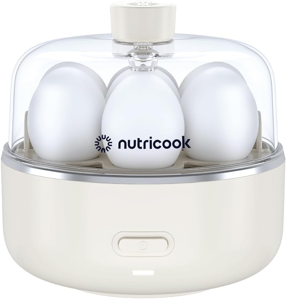 Nutricook Egg Cooker, 7 Eggs Capacity,Egg Cooker for Boiled, Poached, Scrambled Eggs & Omelettes, Buzzer Indicator, Precision Cooking, Includes accessories, EC207ME-S,Beige, 2-Year Limited Warranty