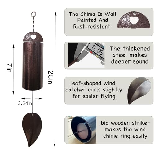 Wind Chimes for Outside Deep Tone Memorial Wind Chime Outdoor Deep Resonance Serenity Bell Copper Wind Bell Sympathy Gift Garden Decor Home Decoration 28 Inch Large