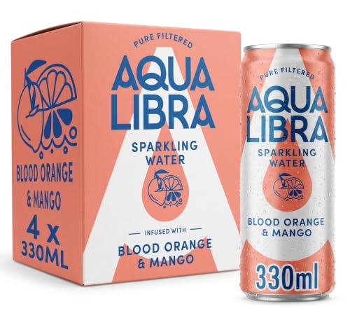 Aqua Libra Sparkling Water Blood Orange & Mango 330ml (Pack of 4 Cans)