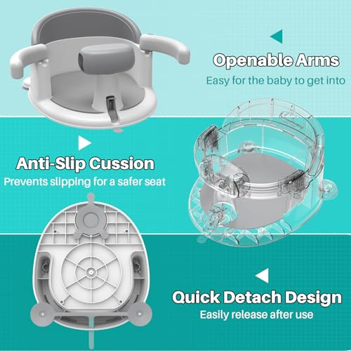 Image of Inaya Baby Bath Seat for Babies 6 Months & Up, Non-Slip, Safe and Comfortable Bathub Chair for Sitting-Up, Ideal Open Design - Essential Bath Time Support (Blue)