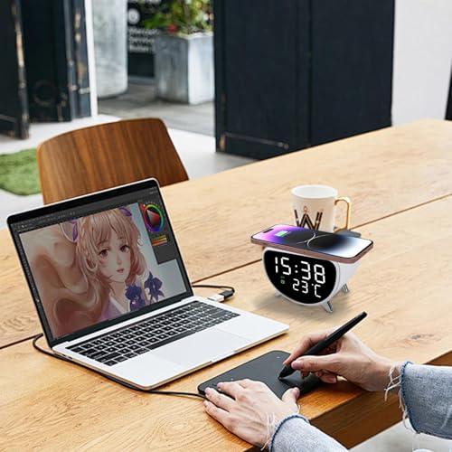 Despertador digital de diseño compacto con carga rápida inalámbrica estable 4
