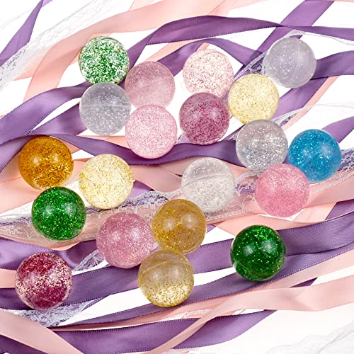 20 PCS Glitter Bouncy Balls, 32mm Rubber Bouncy Balls for Party Favor, Christmas Goody Bag Filler