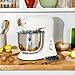Beautiful 6 Qt Tilt-Head Stand Mixer with Dough Hook, Flat Beater, Balloon Whisk, Pastry Beater & Slicer/Shredder Set, White Icing by Drew Barrymore