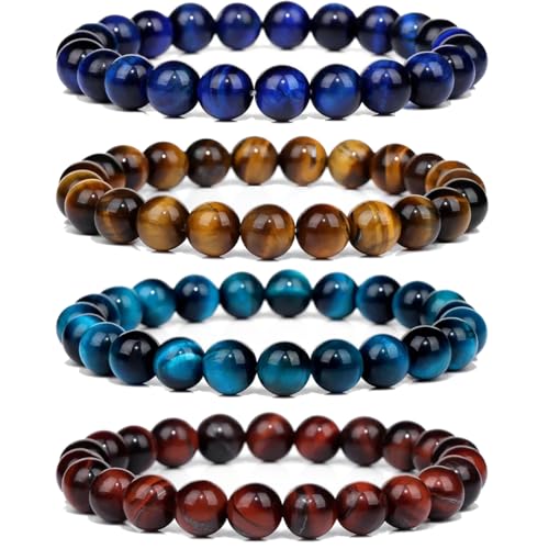 CASDAN 12PCS 8mm Semi-Precious Gemstones Beaded Bracelets for Men Women ...