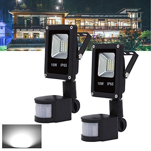 Hengda® 2X 10W Blanco frío Foco proyector PIR sensor detección de movimiento LED