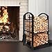 Amagabeli Fireplace Log Rack with 4 Tools 74 x 40 x 30 cm Fireplace Tool Set Large Capacity Firewood Rack Firewood Holder for Indoor Outdoor Storage Rack Tools
