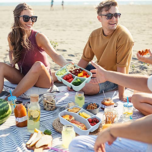 Buluker 4 Pack Bento Lunch Box Set 4 Compartment Food Storage Containers Wheat Straw Meal Prep Lunch Box Plastic Food Storage Containers, Microwave And Dishwasher Safe (4 Compartment) #TOP6