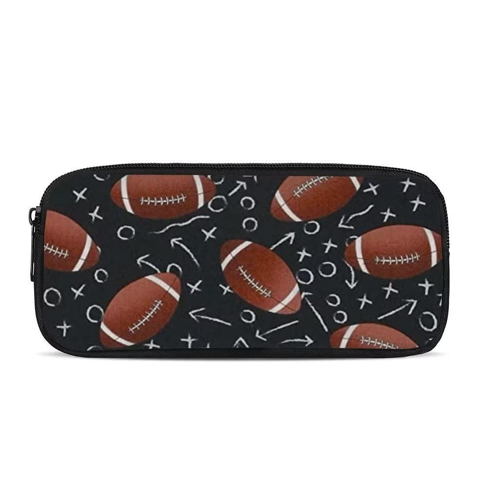 HUGS IDEA Rugby Ball Print, Small Zipper Pencil Case for Kid Boys Girls, School Stationery Organizer Zipper Pencil Case — image 1