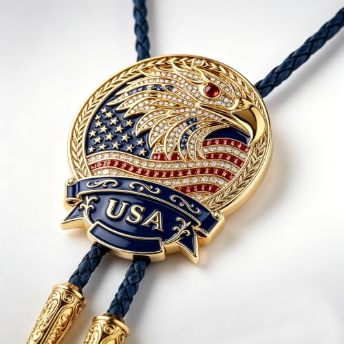 Image of GelConnie Bolo Ties for Men Women Western Cowboy Tie Mens Western Necklace Leather Necktie Gold Bolero Tie Cowboy Necklace