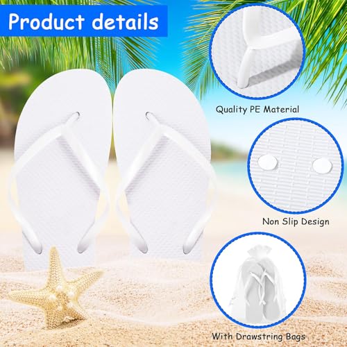 Image of 24 Pairs Flip Flops Bulk for Wedding Party Guest Sandals Hotel Guest Spa Slippers with Size Card Sign and Drawstring Bag