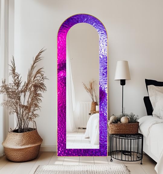Specchio da terra astratto ad arco a tutta lunghezza da 69,8 cm x 160,2 cm (larghezza x altezza), con cornice nera e cornice nera