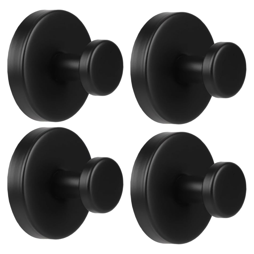 LYMYWUJIN 4 Pcs Suction Cup Hooks,Self Adhesive Hook,Vacuum Adhesive Wreath Door Hanger，Black
