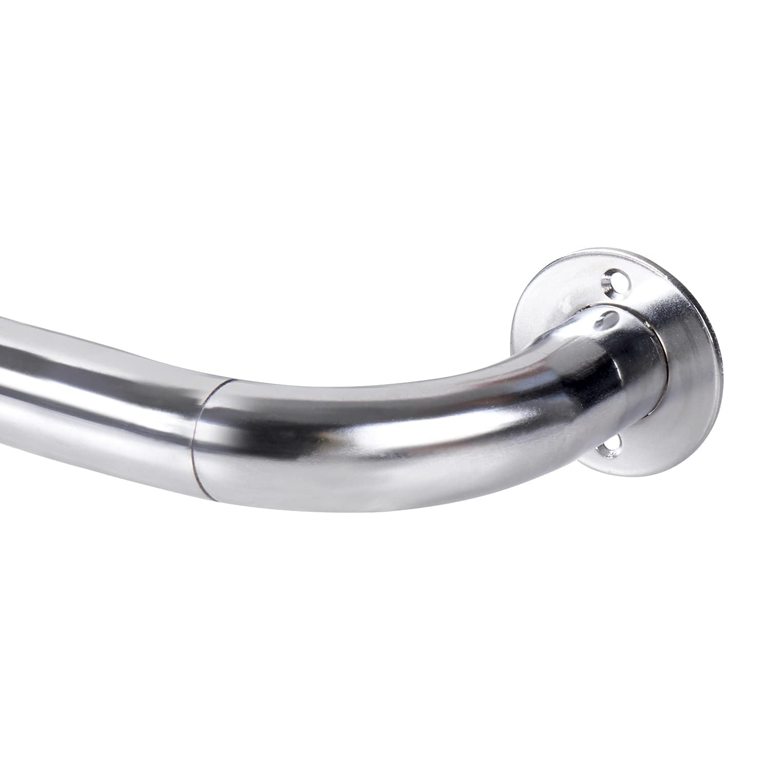 Yorkshire Bedding Curtain Poles Metal Extendable Adjustable Curtain Pole Room Darkening Blackout Curtain Rod with Curved Pole (Chrome, 120-210cm (48 Inch - 83 Inch))