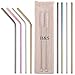 Price comparison product image H&S 8PCS Metal Straws, Stainless Steel Reusable Drinking Set with 2 Cases & Cleaning Brush - Drinking Accessories