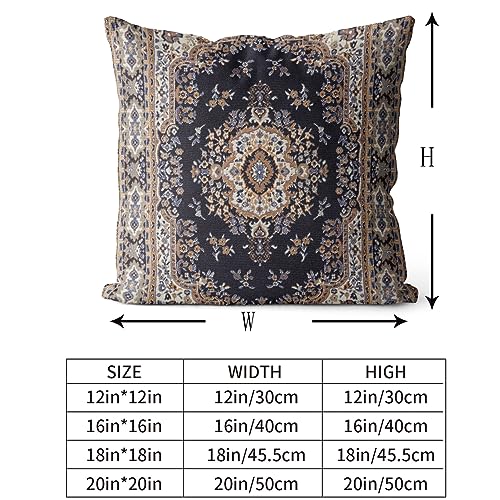 Snylcce Boho Pillow Covers 45x45 CM Set of 2 Bohemian Carpet Throw Pillows For Couch Navy Blue Red Geometric Floral Decorative Pillow Cases Farmhouse Home Decor For Sofa Outdoor(Black gold) - Image 4