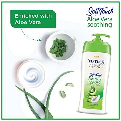 Image of Yuthika Almond Soft Touch Body Lotion for Women & Men, Hydrating, Non-Greasy Moisturizer for Soft, Smooth Skin, All Skin Types (1000ml) (Aloe Vera, 500 ml)
