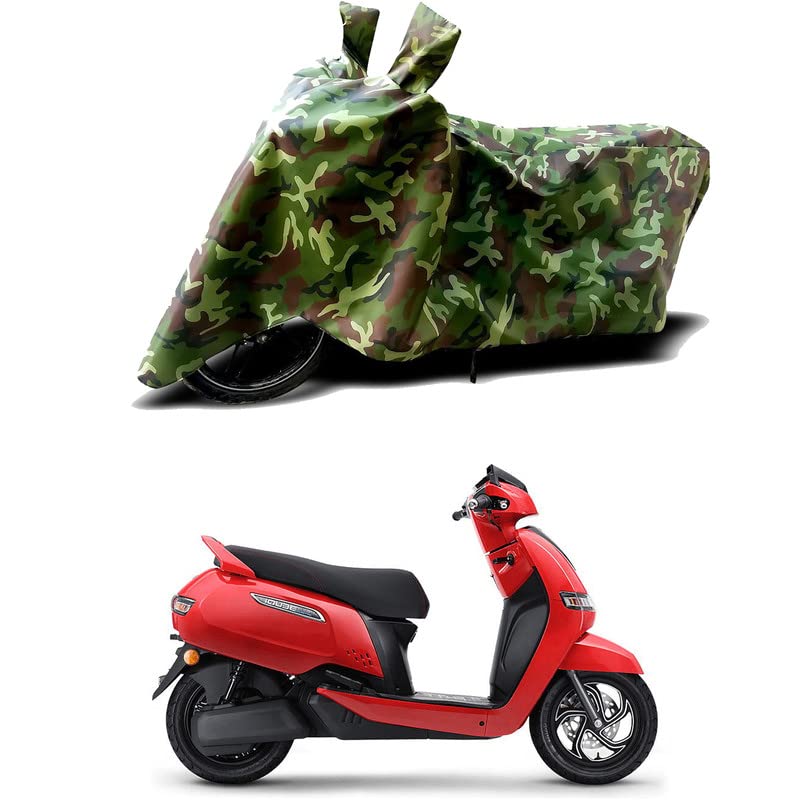 Image of 100% Water Resistant Bike Scooty Two Wheeler Body Cover Compatible for TVS iQube Electric S /UV-Rays /Heat Protection /Birds Dropping /Scratchproof /Dust Proof /Waterproof /All Varient[Green MJ]