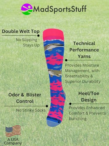 MadSportsStuff Happy Dolphins Socks for Soccer Softball Girls Boys Kids Women Youth Adult Over the Calf Length Ocean Themed3