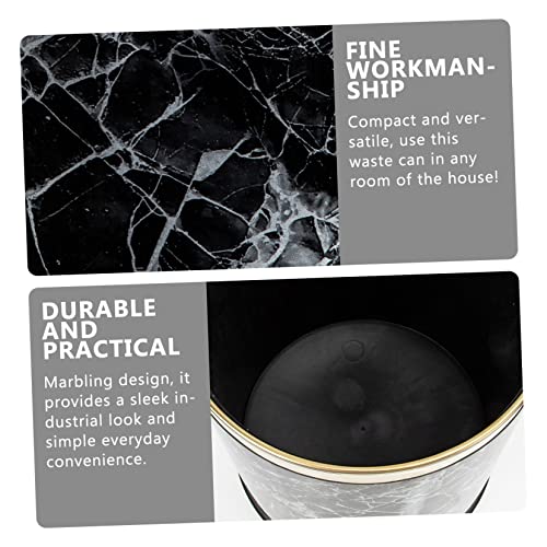 Caneca de basura rectangular de mármol negro PRETYZOOM miniatura 4