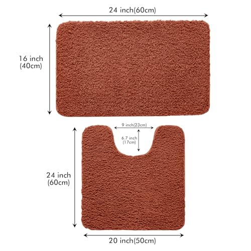 MIULEE Bath Mat Non Slip Absorbent Bathroom Soft luxurious Shower Small Mat Doormat Inside Rugs Kitchen Rugs Carpet Mat Washable for Bathroom Bedroom Kitchen Entrance 40x60 cm Caramel - Image 2