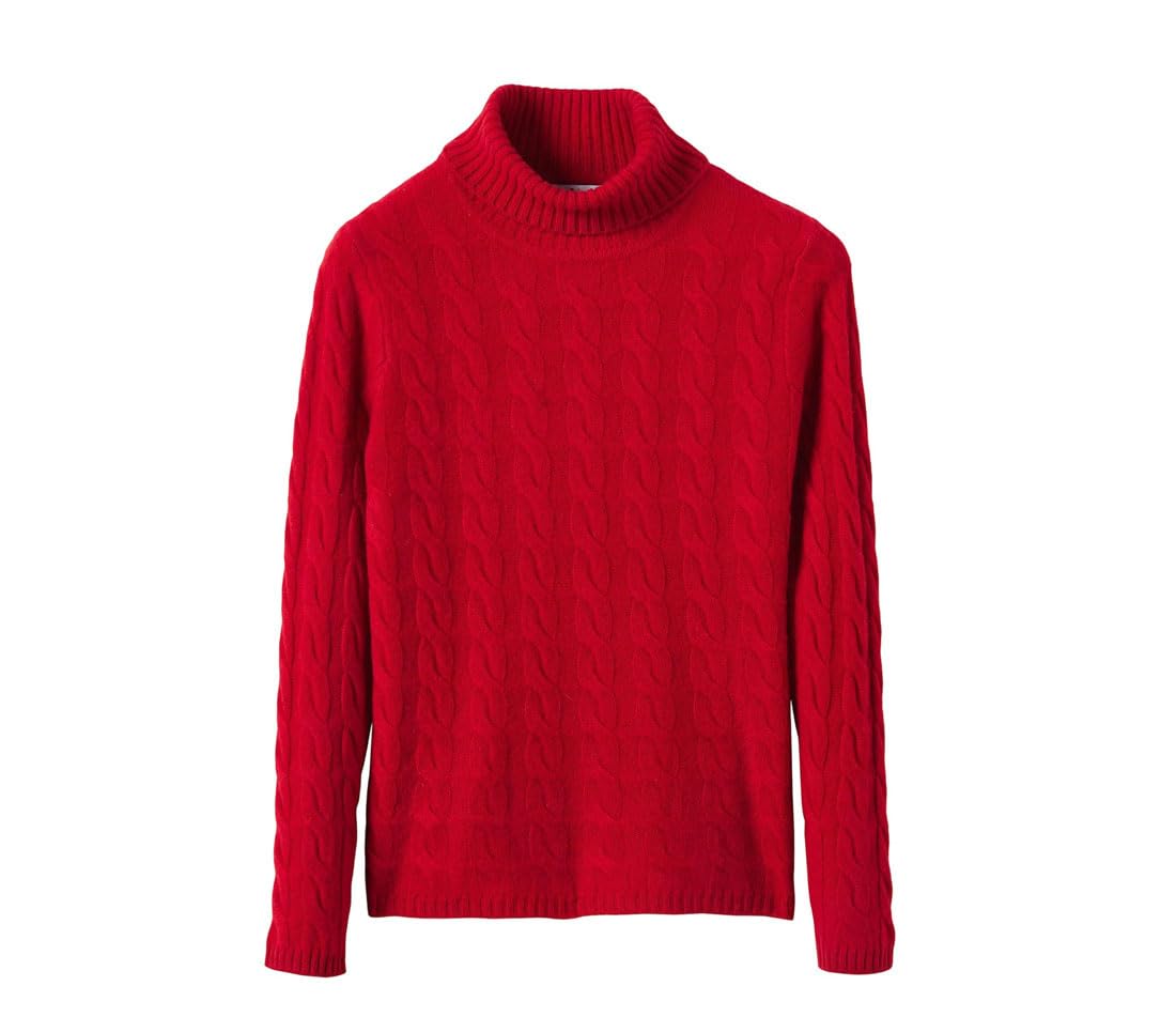 Womens Winter High Neck Long Sleeve Knit Sweater 100 Percent Wool Knitted Pullover Sweater