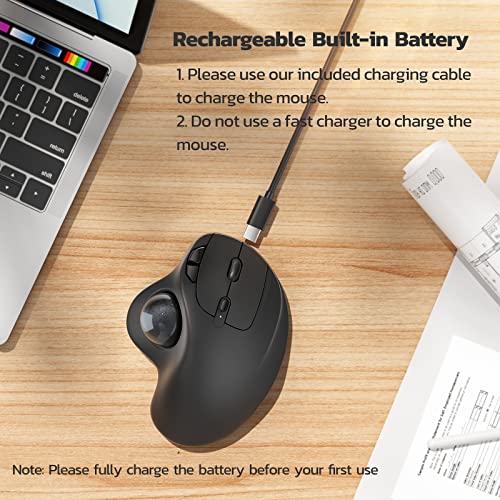 Image of Nulea M501 Wireless Trackball Mouse, Rechargeable Ergonomic, Easy Thumb Control, Precise & Smooth Tracking, 3 Device Connection (Bluetooth or USB Receiver), Compatible for PC, Laptop, Mac, Windows.