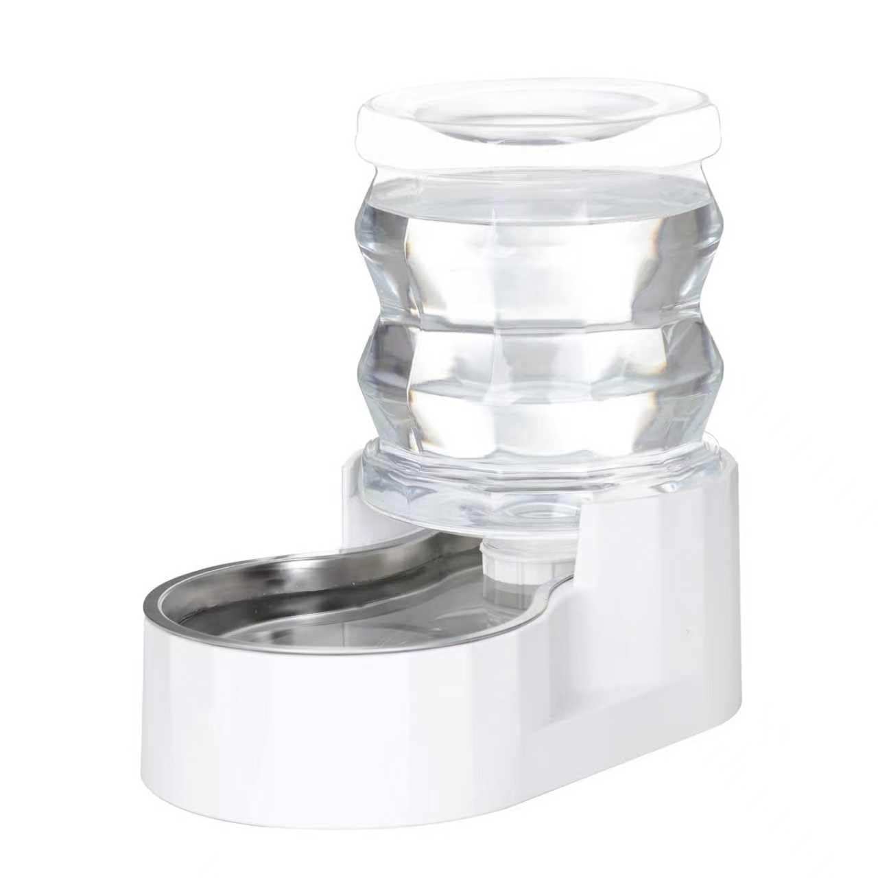 RIZZARI Gravity Water Bowl Dispenser for Cats: 4L White Automatic Stainless Steel Dog Feeder Without Filter - for 8-20LB Elderly Pets with Joint Spine Pain - for Kitchen Bedroom