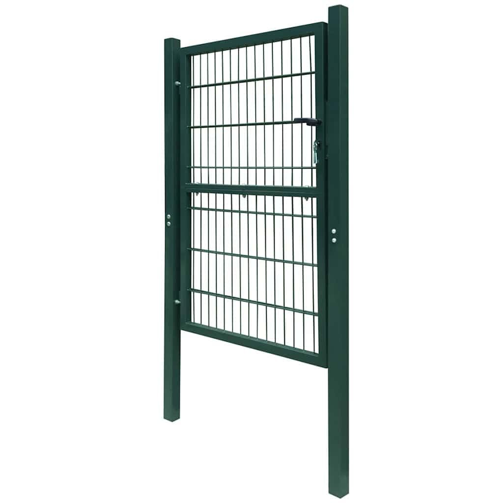 Pojedyncza brama ogrodowa zielona 85 x 160 cm stal z słupkami i zamkiem