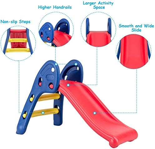 COSTWAY Folding First Slide for Kids | Toddlers | Children, Foldable for Easy Storage, Primary Climb Toy, Safety Plastic, Use for Indoor Outdoor Garden Playground (Slide)