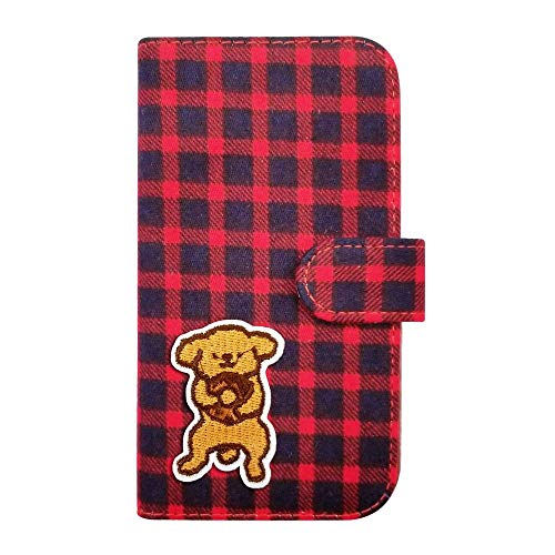 【moimoikka】 iPhone 17Pro アイフォン17プロ 対応 手帳型 ケース トイプードル プードル 犬 (チェック01) チェック柄 千鳥柄 ファブリック 布 生地 動物 アニマル ワッペン 刺繍 可愛い おしゃれ PUレザー 合皮 ダイア