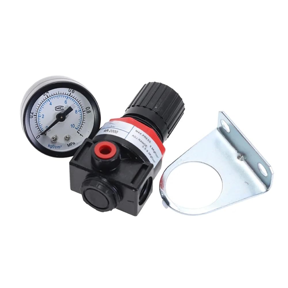 Udsknv[Ksl As Shown Ar2000 G1/4" Thread Air Control Compressor Pressure Regulator Relief Valve With Fittings