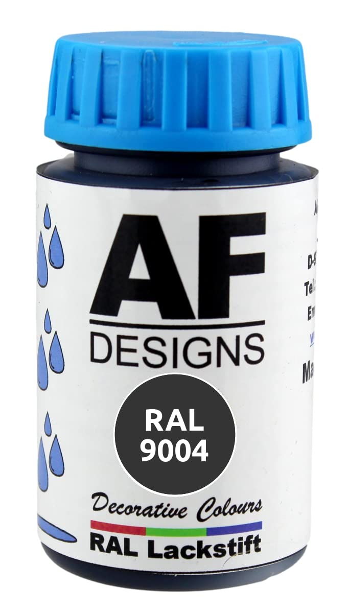 Alex Flittner Designs Pisak do lakieru RAL 9004 czarny sygnałowy jedwabisty matowy 50 ml drewno metal meble łazienka lakier do retuszu lakier naprawczy