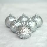 YYCRAFT Glitter Silver Shatterproof Christmas Ornament 8cm Unique Color Ornament for Holiday Decor Wreaths Garlands Box Set (9 Pack,Silver)