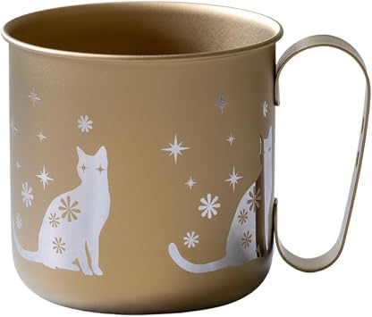 Titanium design mug animal cat titanium gold TMA-211A
