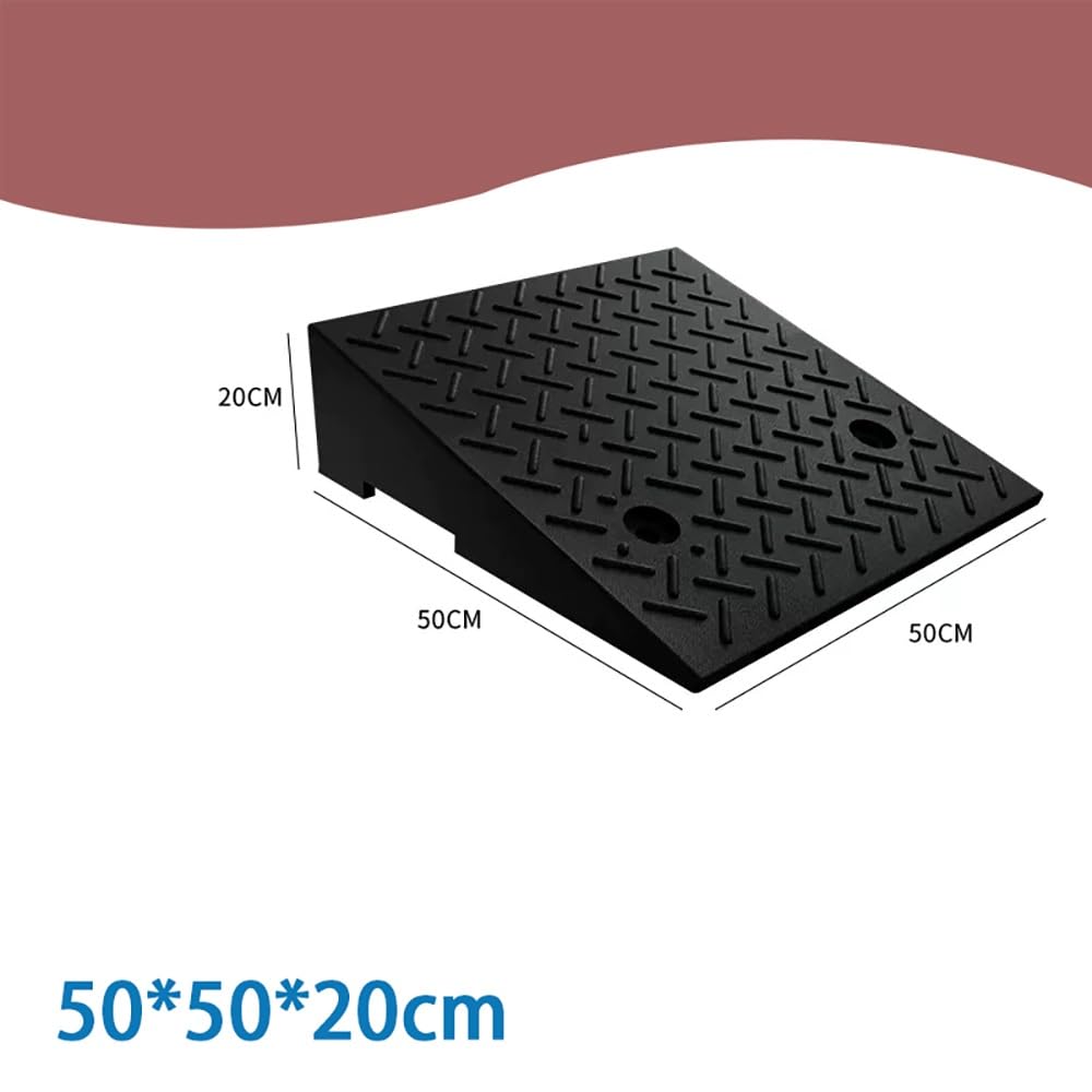 Rubber Threshold Ramp for Wheelchair, 3 4 5 6 Inches Rise Driveway Curb Ramp Non-Slip Surface Shed Ramp for Garage Home Steps Entryway Door, Portable Kerb Ramp Easy to Move(50x50x20cm)