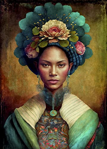 Indian Woman Reispapier-Poster, 29,21 x 40,64 cm – 1 einzigartiges bedrucktes Maulbeer-Papier-Kunstposter, Bild, 36 g/m², sichtbare Fasern für Decoupage-Möbelrenovierungs-Handwerk.